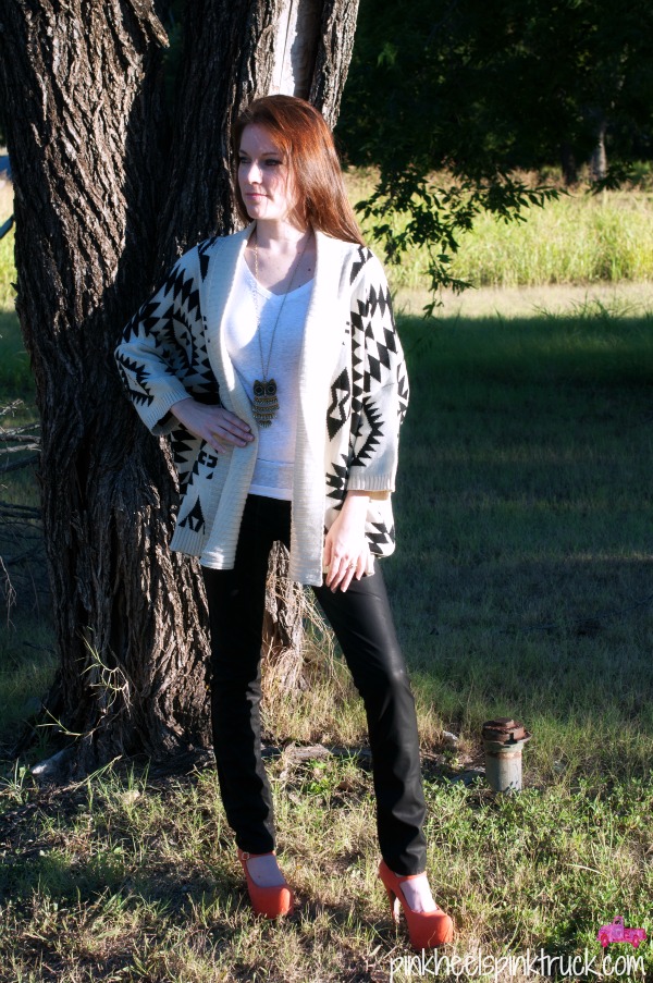 Aztec Cardigan with Leather Pants