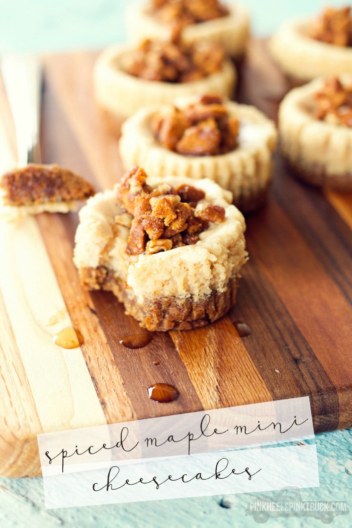 These Spiced Maple Mini Cheesecakes feature a gingerbread cookie crust and a ginger cookie, pecan and maple syrup crumble on top. Super yummy!!