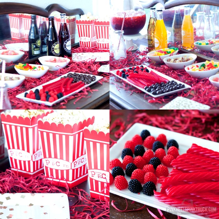 This fun DIY Popcorn and Candy Bar is sure to be a hit at your next Oscar party (or movie night)! Pick your favorite candy, several kinds of popcorn, a yummy cocktail, your Oscar Nomination Voting sheet, your best friends/family and you'll be all set!